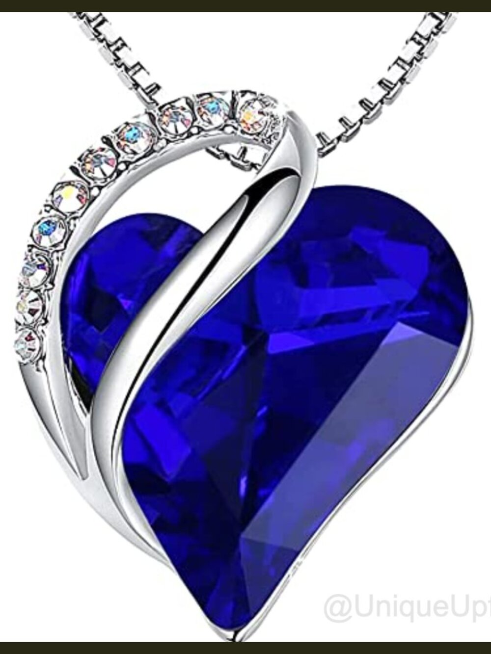 Infinity Love Birthstone Heart Crystal Pendant Necklace Silver Plated Adjustable